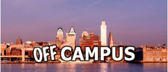 Off Campus logo featuring Philly Skyline